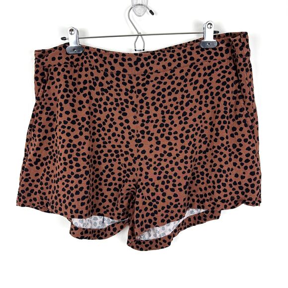 Old Navy High-Waisted Playa Shorts XL Brown Animal Print pull on pockets casual - Picture 1 of 7